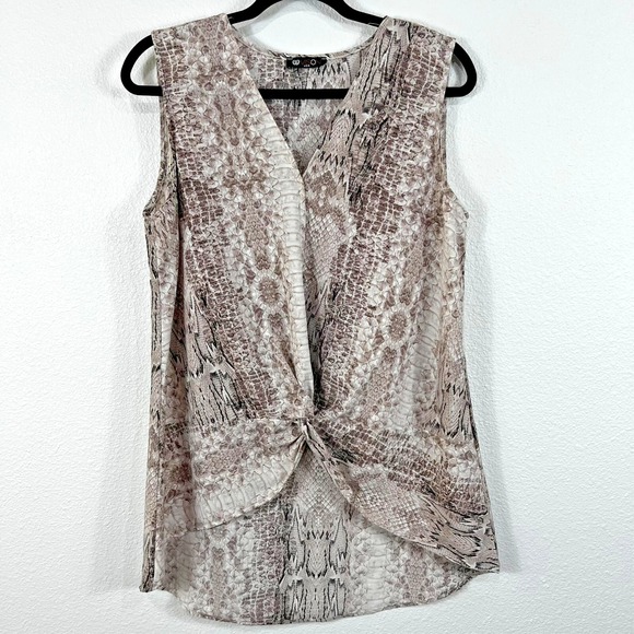 Vision USA Sleeveless Tunic Women's Medium‎ Snakeskin High Low Blouse - Picture 1 of 9